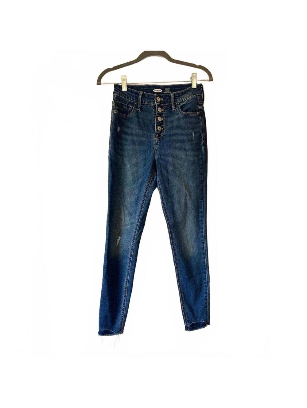 Old Navy Rockstar Super Skinny High Rise Button Fly Jeans Size 2 Dark Wash